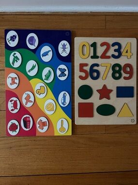 South Bend Woodworks Kids Wooden Number, Shape and Color Educational Puzzle Set